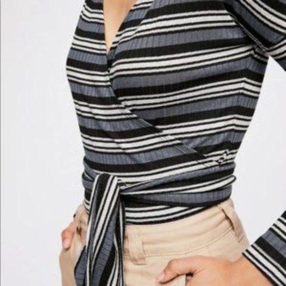 FREE PEOPLE Always With Me Striped Wrap Top - Picture 8 of 8